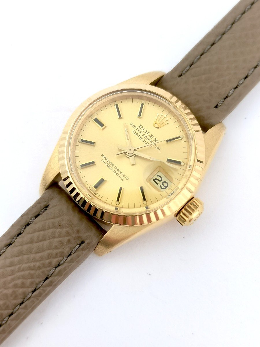 Rolex Watch - Oyster Perpetual Datejust - Gold/leather - 26 Mm-photo-7