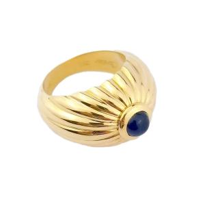 Cartier Ring - Domed Godronnée - Yellow Gold/sapphire - Size 51 Fr