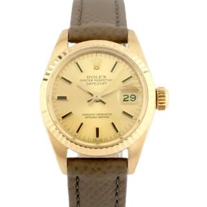 Rolex Watch - Oyster Perpetual Datejust - Gold/leather - 26 Mm