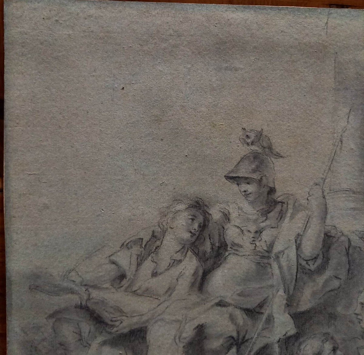 School Of Charles Coypel, Eighteenth Century "minerva, Allegory Of The Arts" Drawing-photo-1