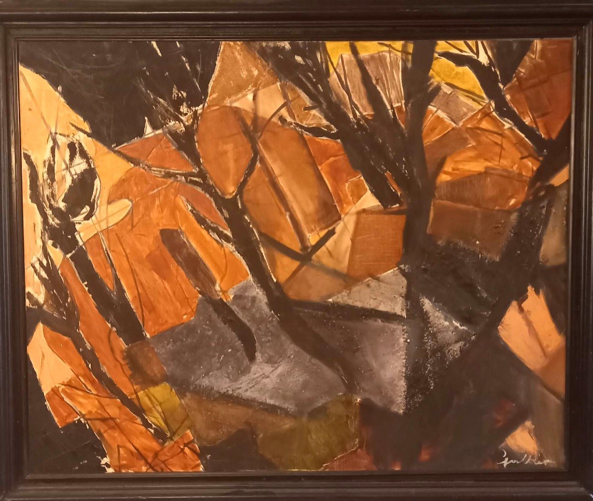 20th French School (galtier?) Oil On Canvas "in The Trees, Autumn Colors"-photo-2