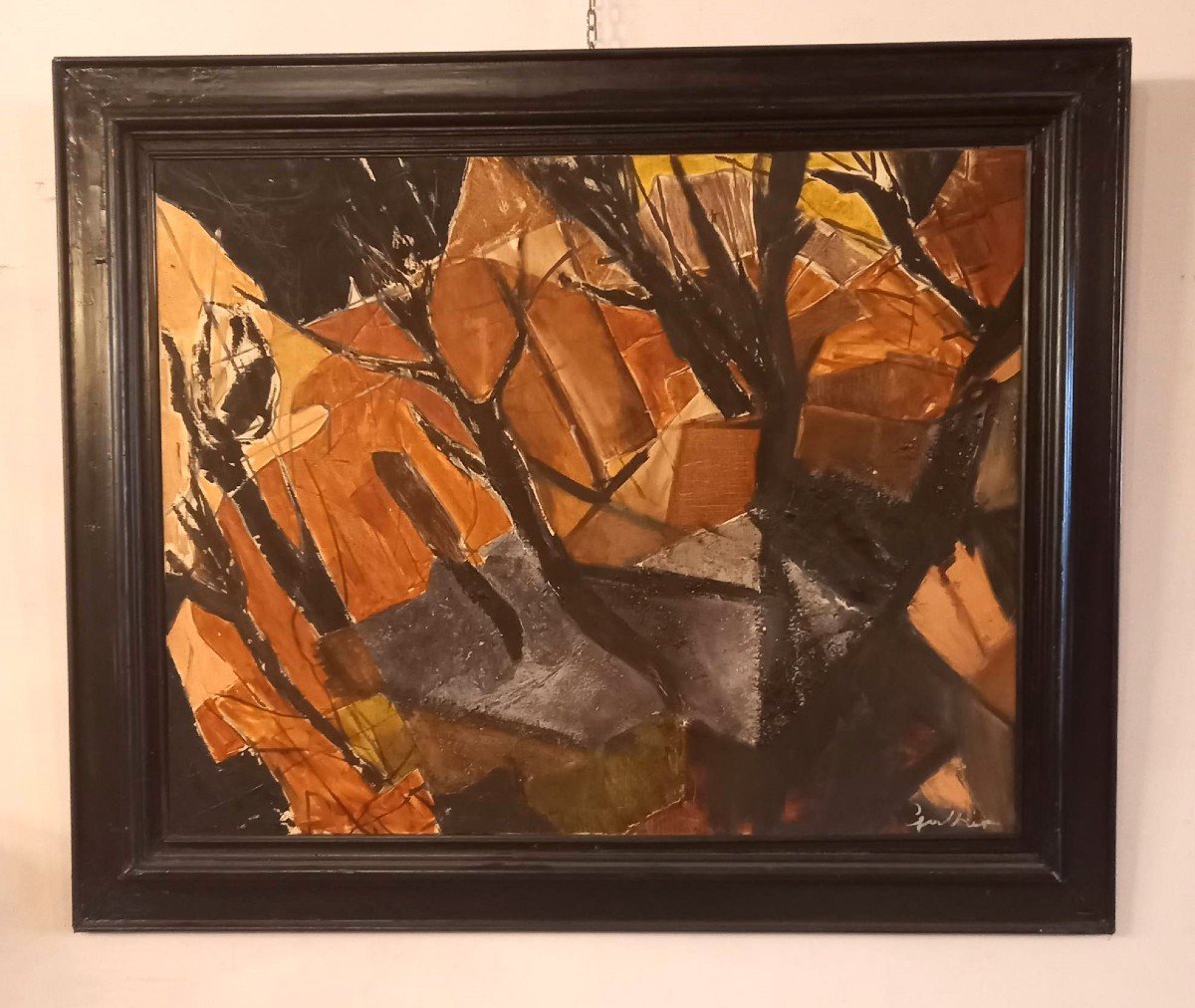 20th French School (galtier?) Oil On Canvas "in The Trees, Autumn Colors"