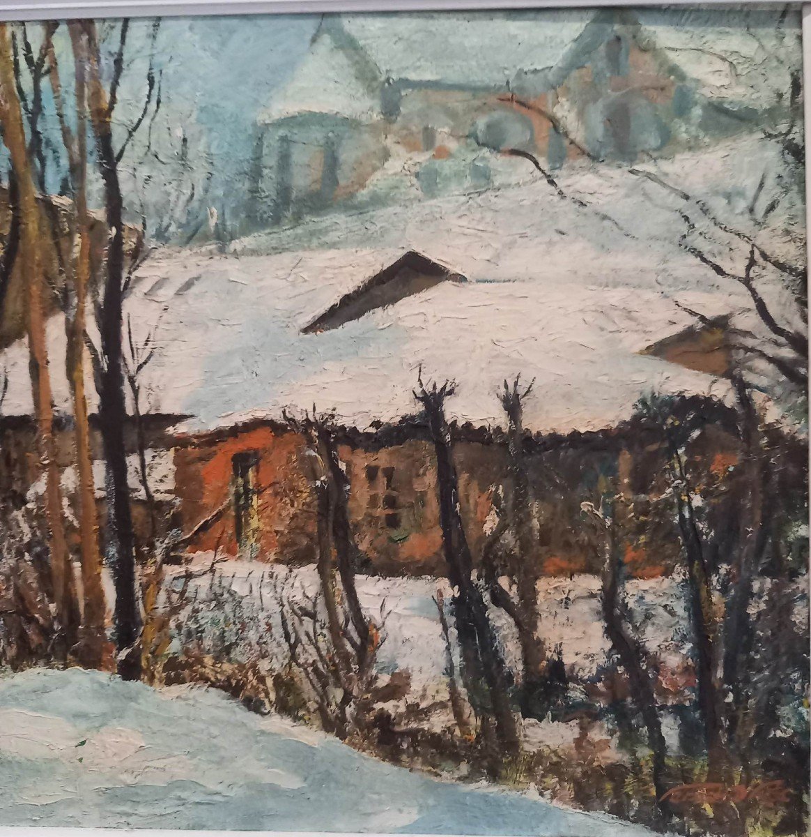 Fernand Roc, French School Mid Twentieth Century "surroundings Of A Village Under The Snow"-photo-2