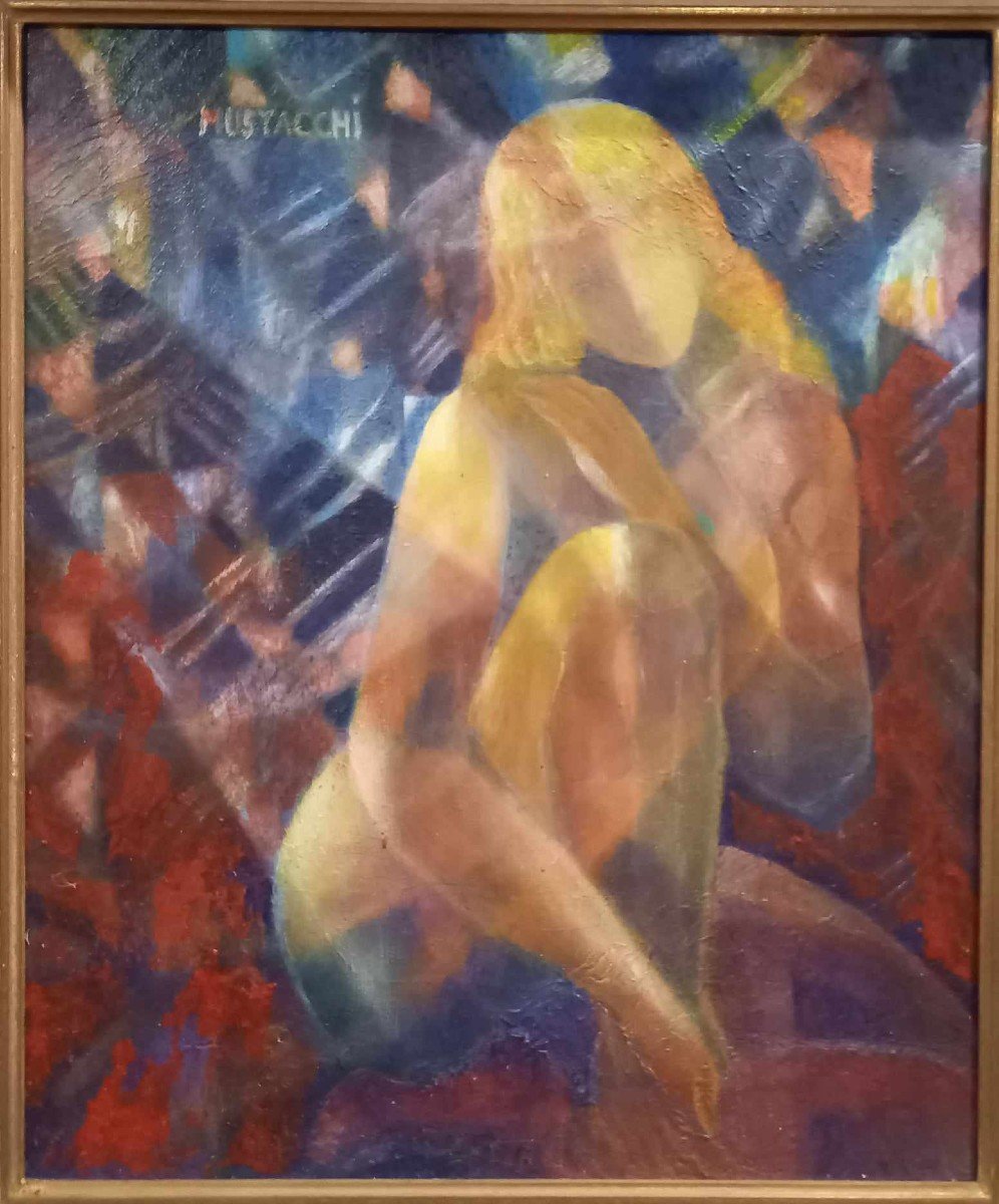 Raymond Mustacchi  " Jeune Fille Au Bandeau De Lumière " Huile sur toile-photo-3