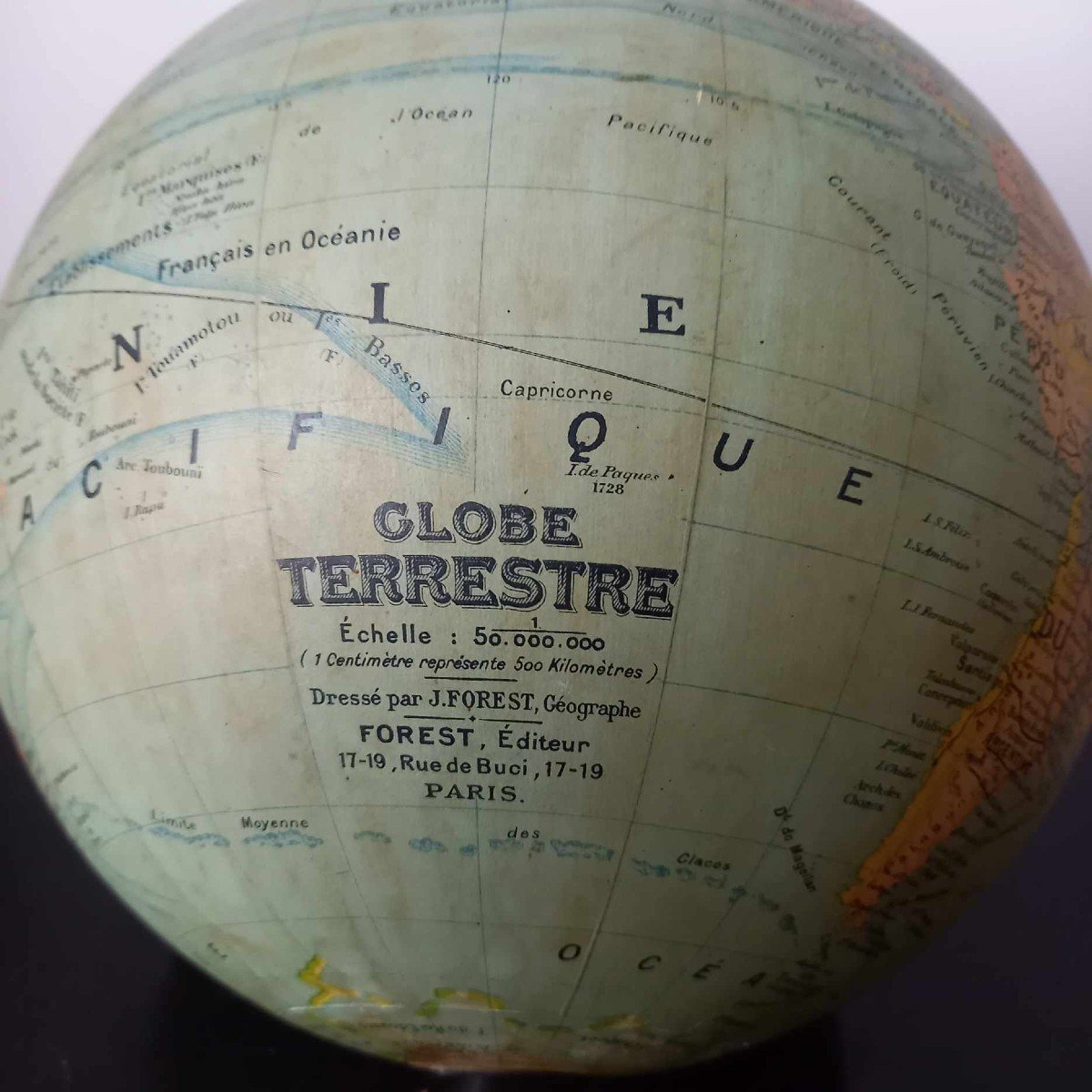 Terrestrial Globe World Map Around 1920, Forest Editeur-photo-6