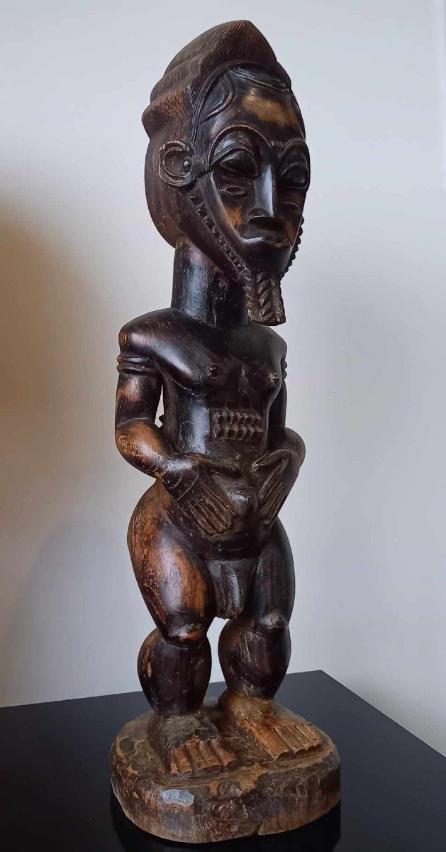 Large Mystical Husband Statue "bloblo Bian" Baoulé Ivory Coast-photo-2