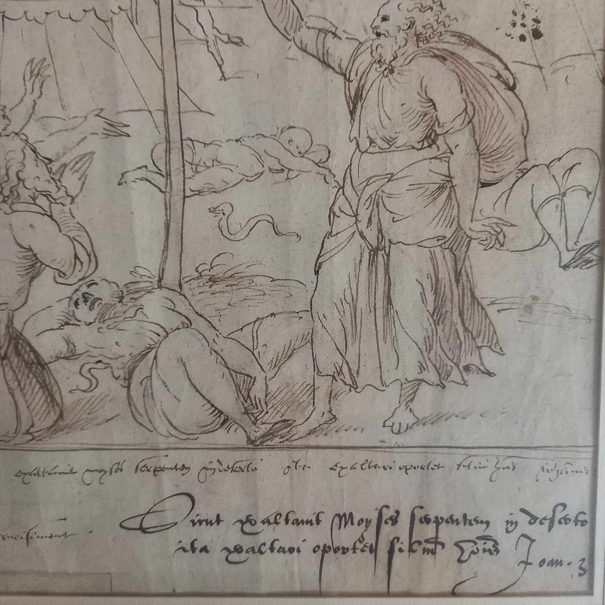 Northern School Late 16th / Early 17th Century "moses And The Brazen Serpent" Pen Drawing-photo-4