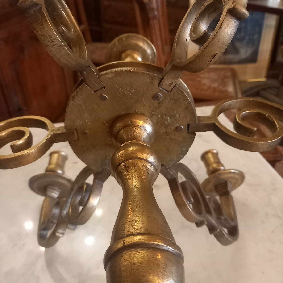 Large Bronze Candelabra, 19th Century, Haute Epoque Style-photo-3