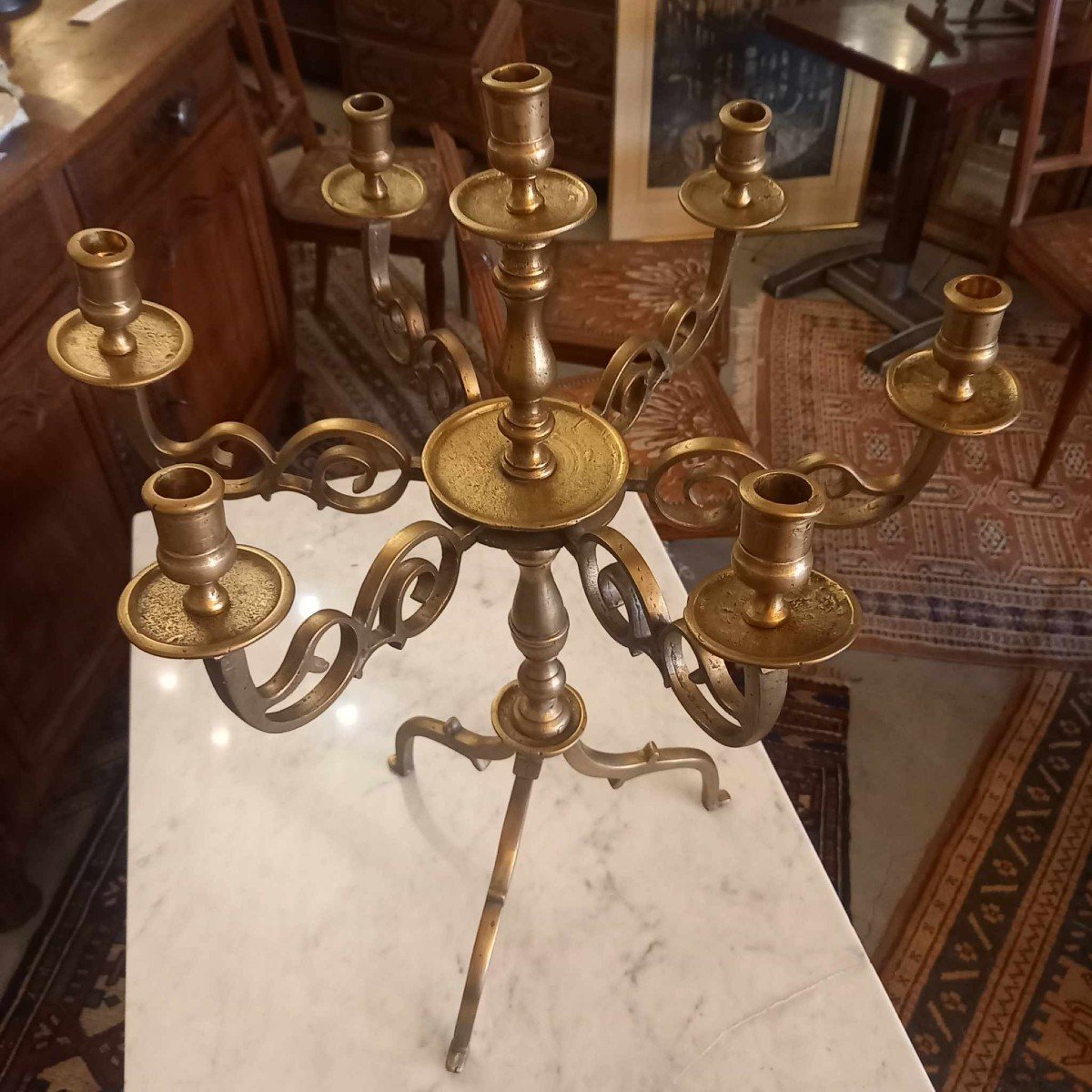 Large Bronze Candelabra, 19th Century, Haute Epoque Style-photo-4