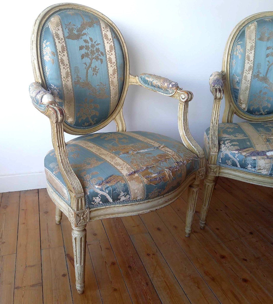 Pair Of Cabriolet Armchairs, Stamped By Claude Chevigny, Louis XVI Period-photo-2