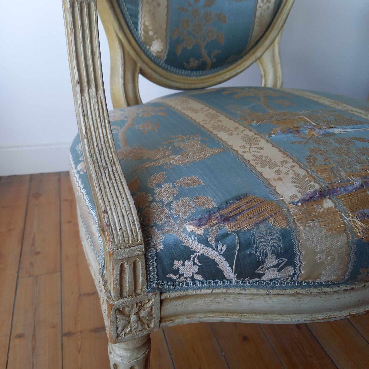 Pair Of Cabriolet Armchairs, Stamped By Claude Chevigny, Louis XVI Period-photo-4