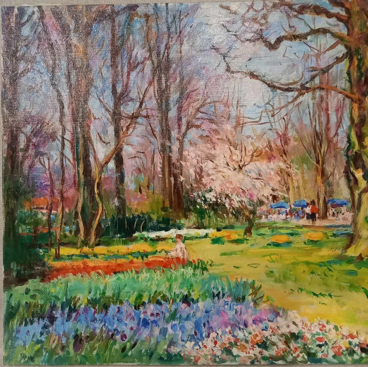 Max Agostini (1914-1997) « Jardin à Amsterdam »  Huile Sur Toile-photo-2