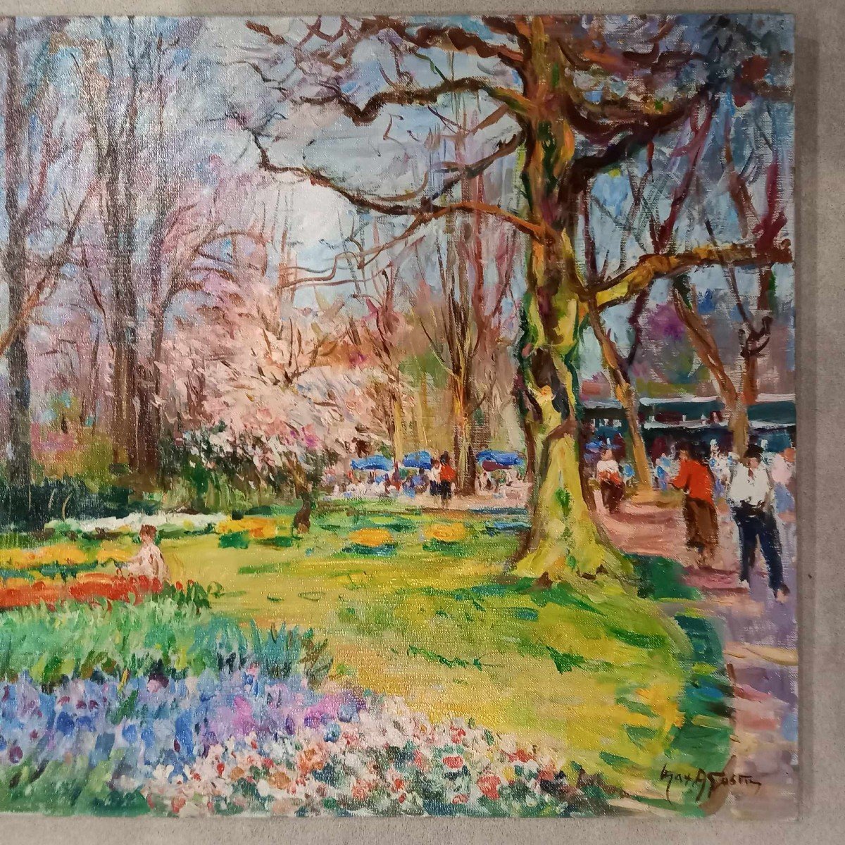 Max Agostini (1914-1997) « Jardin à Amsterdam »  Huile Sur Toile-photo-3