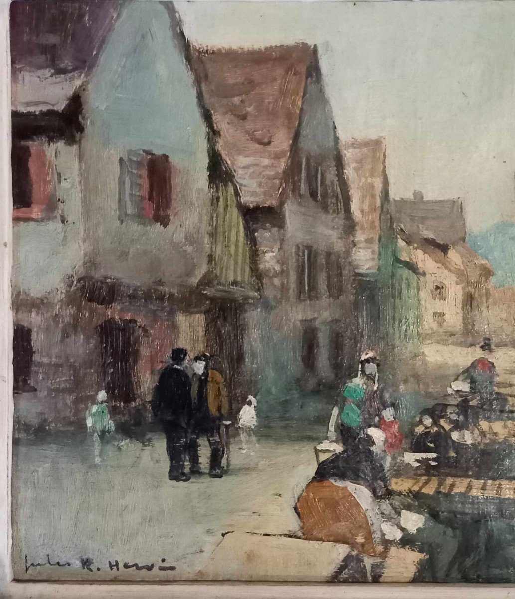 Jules René Hervé (1887-1981) “canal Street In Guebwiller (?)” Oil On Canvas -photo-3