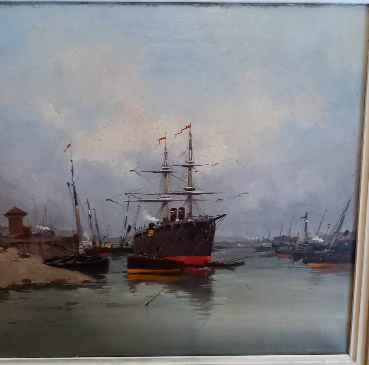 Eugène Gallien-laloue, Under The Pseudonym Of Léon Dupuy. "steamboat At The Entrance To A Port"-photo-2