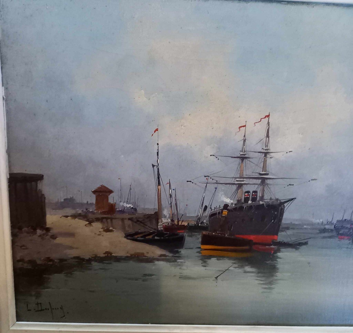 Eugène Gallien-laloue, Under The Pseudonym Of Léon Dupuy. "steamboat At The Entrance To A Port"-photo-3