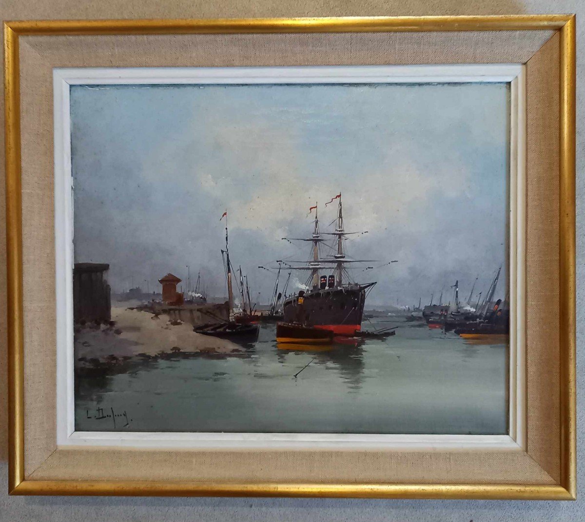 Eugène Gallien-laloue,  Au Pseudonyme De Léon  Dupuy. « Bateau à Vapeur à L’entrée d'Un Port"