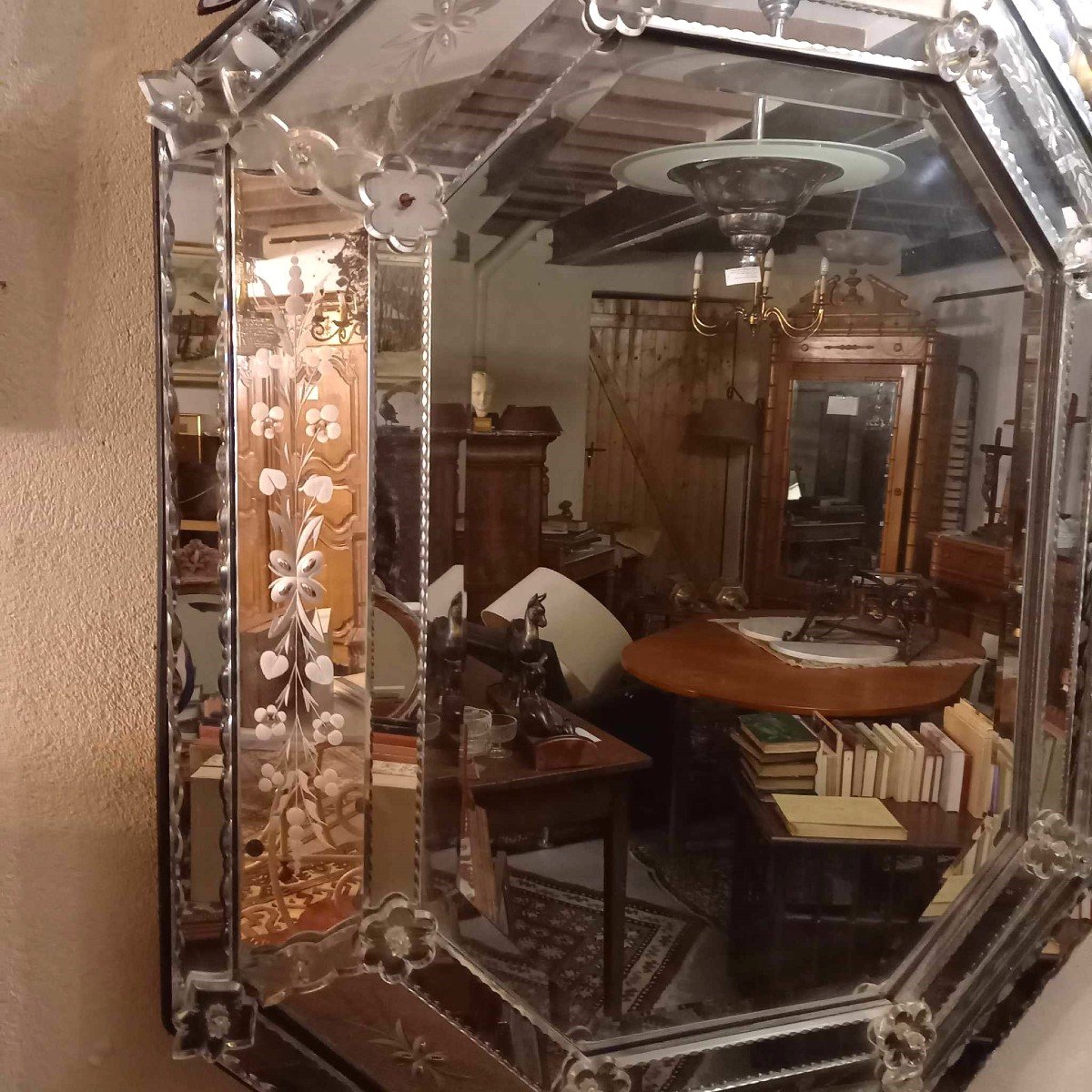 Octagonal Venetian Mirror, First Half Of The 20th Century-photo-3