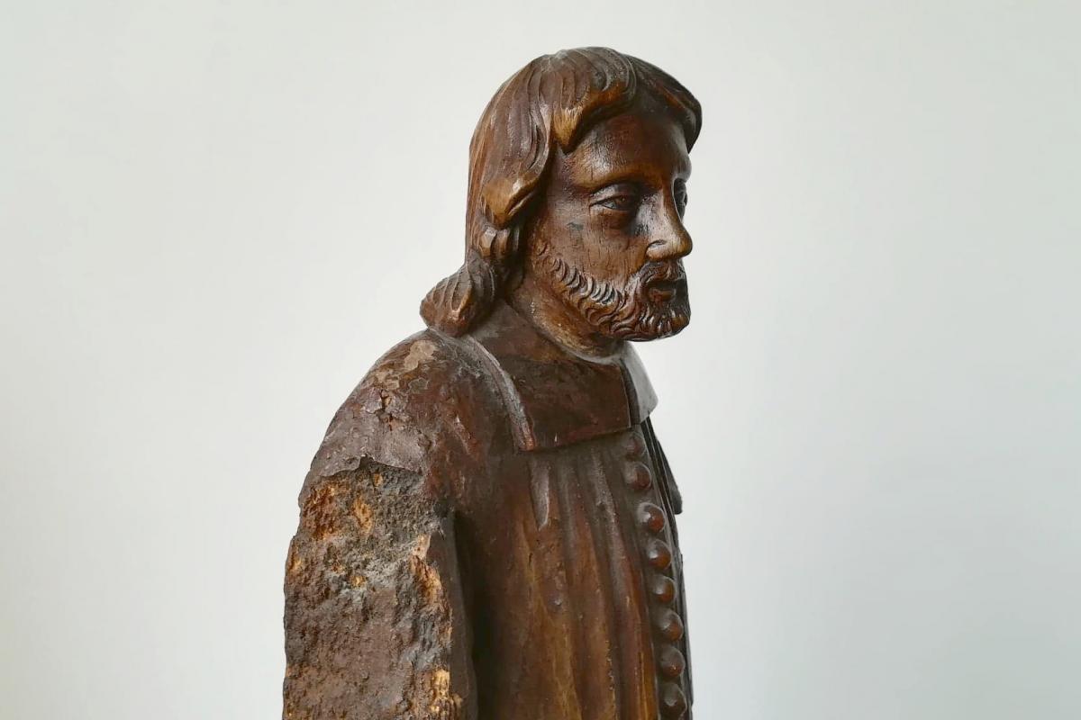 "saint Abbot" Carved Wood XVIII / Nineteenth-photo-2