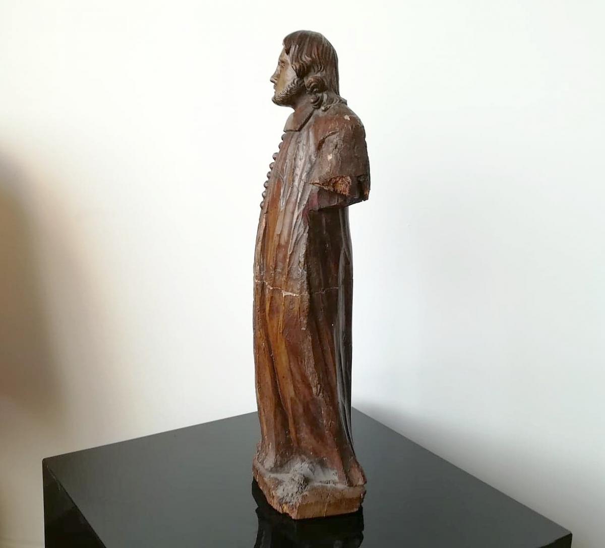 "saint Abbé" Bois Sculpté XVIII / XIXe-photo-3