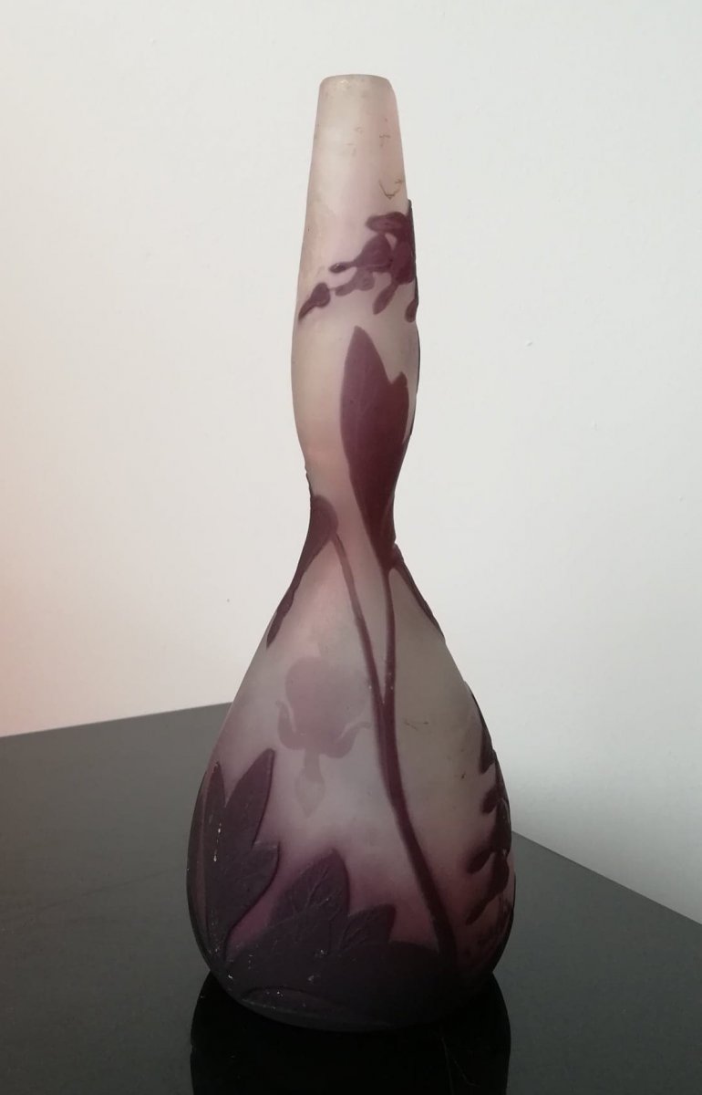 Ets Gallé: Glass Vase Multilayer Violine To Translucent