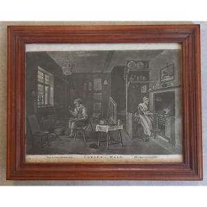 « Cobler’hall » Gravure En Noir, Bowles & Carver London (après 1793)  Cadre Merisier 1820/30