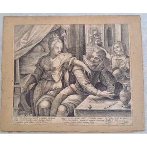 Crispin De Passe (1564-1637) « Scène De Taverne » Gravure En Taille Douce