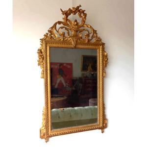 Louis XVI Period Golden Wood Mirror, Salembier Decor