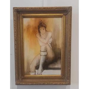 Franck - L "danseuse Assise" Huile Sur Toile