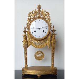 Gilt Bronze Clock Return From Egypt, Empire Period Early 19th Century