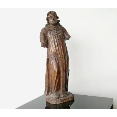 "saint Abbot" Carved Wood XVIII / Nineteenth