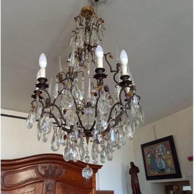 Large Chandelier Pampilles, 19th Century