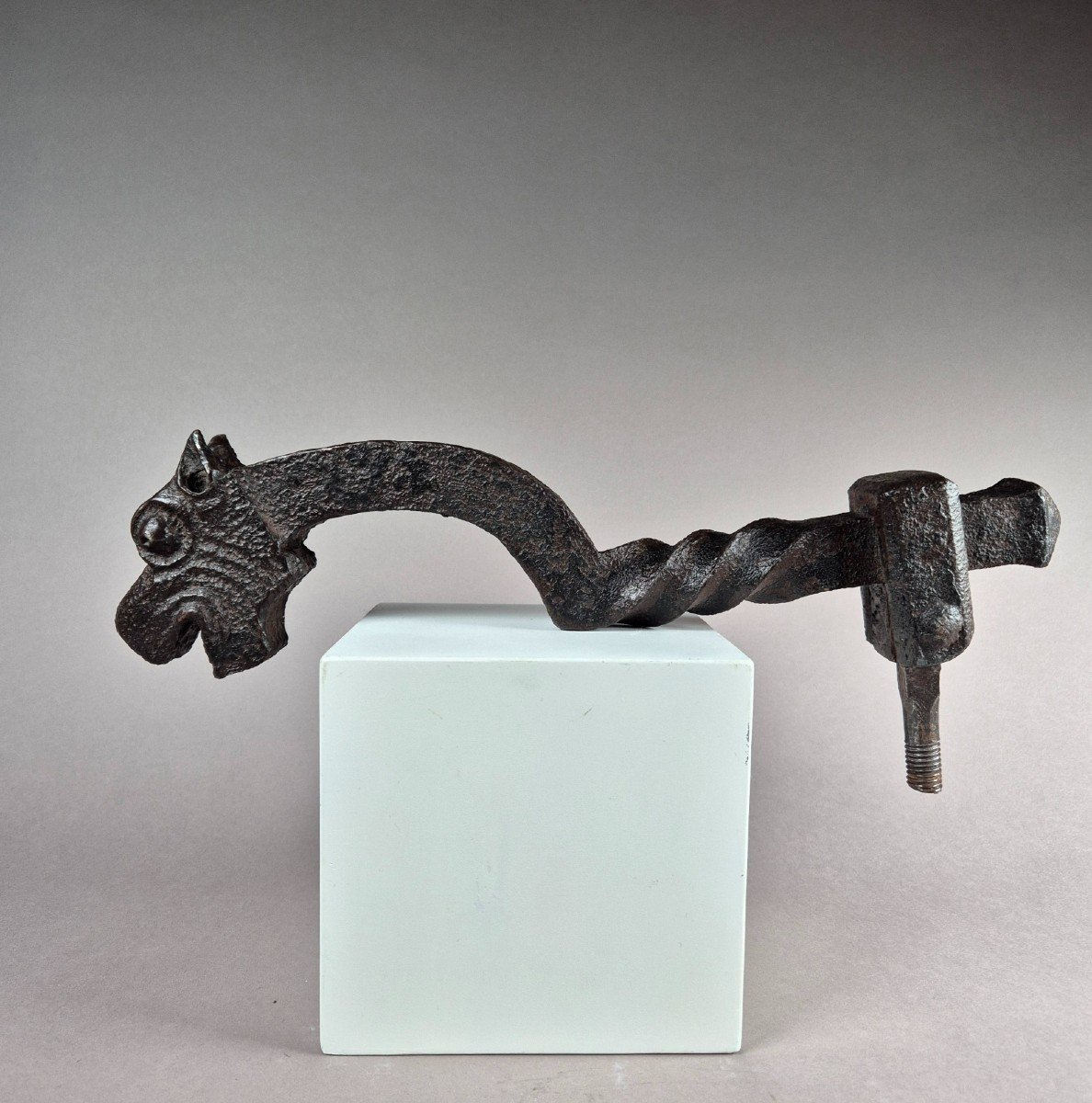 Wrought Iron Door Knocker In The Shape Of A Dragon, 17th Century-photo-3