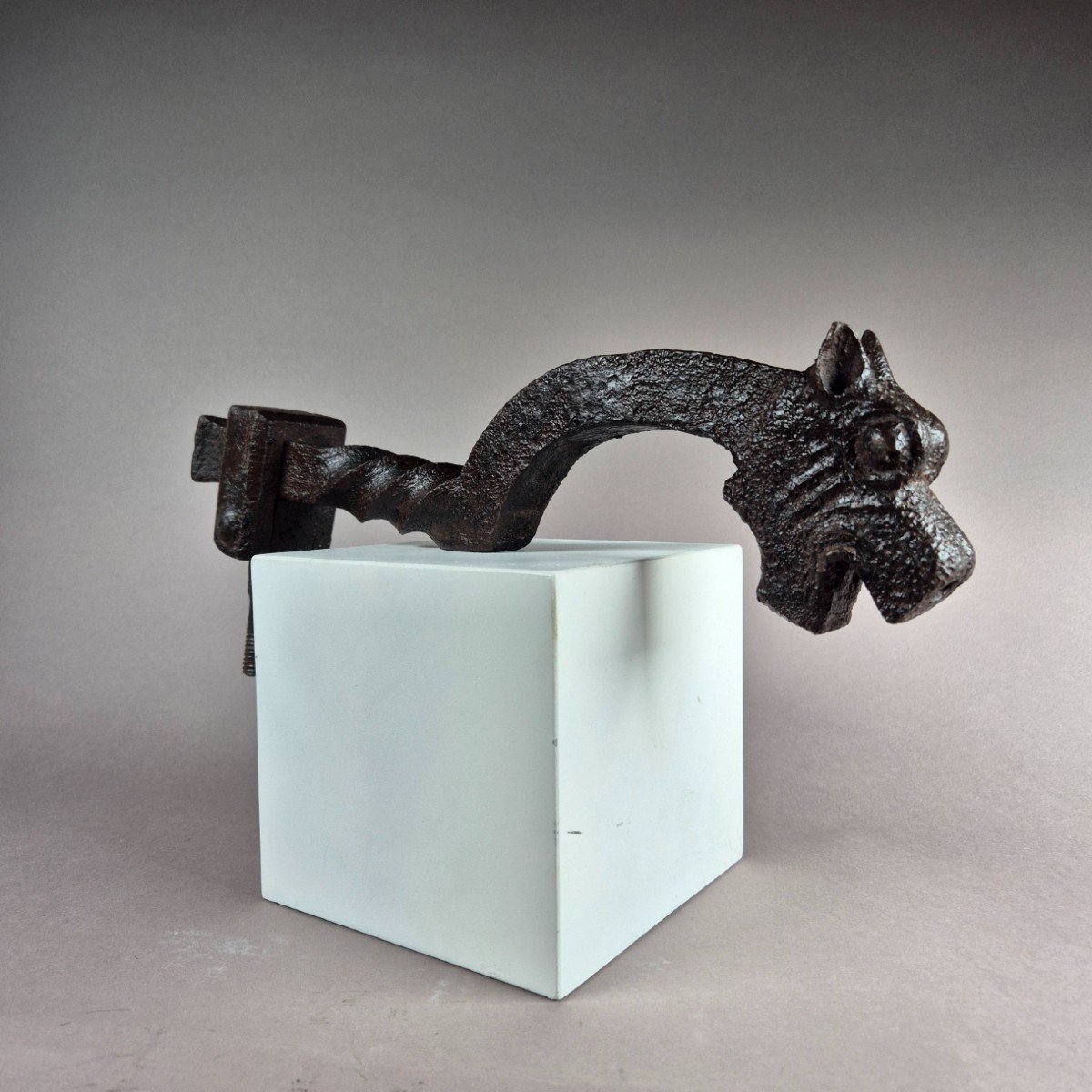 Wrought Iron Door Knocker In The Shape Of A Dragon, 17th Century-photo-3