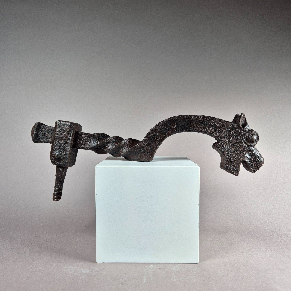 Wrought Iron Door Knocker In The Shape Of A Dragon, 17th Century-photo-7