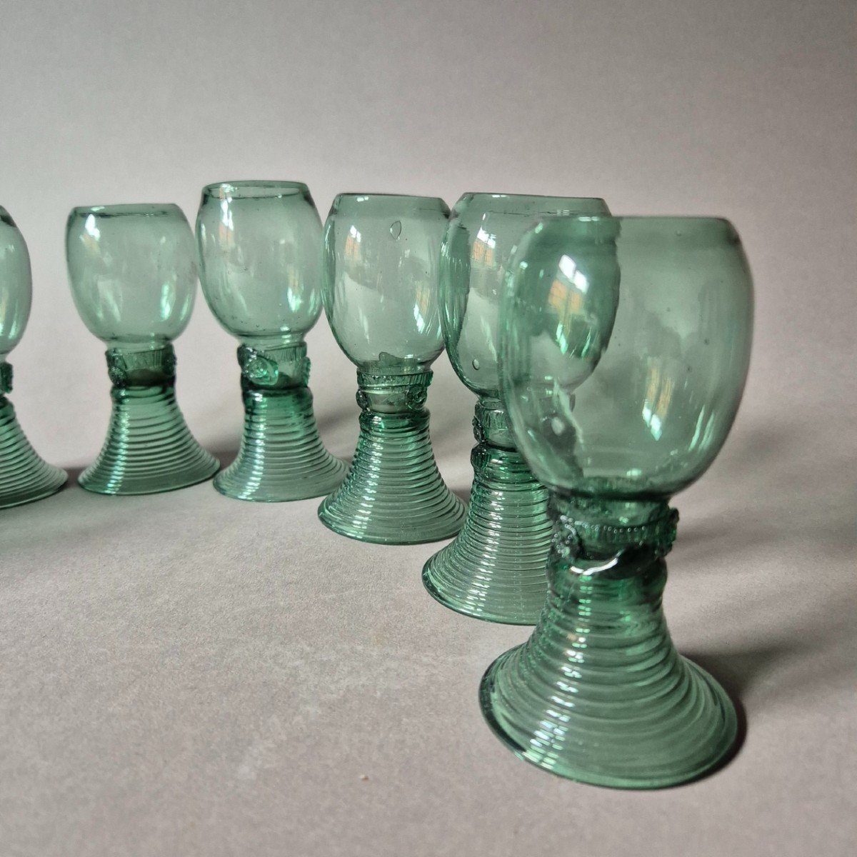 Eight Roemer Glasses, Dutch, 18th Century-photo-2