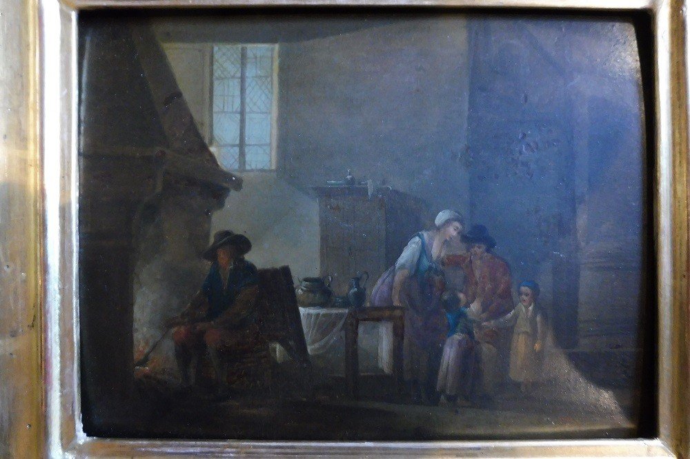 Pair Of Oils On Panels , French  School  , 19 Century -photo-2