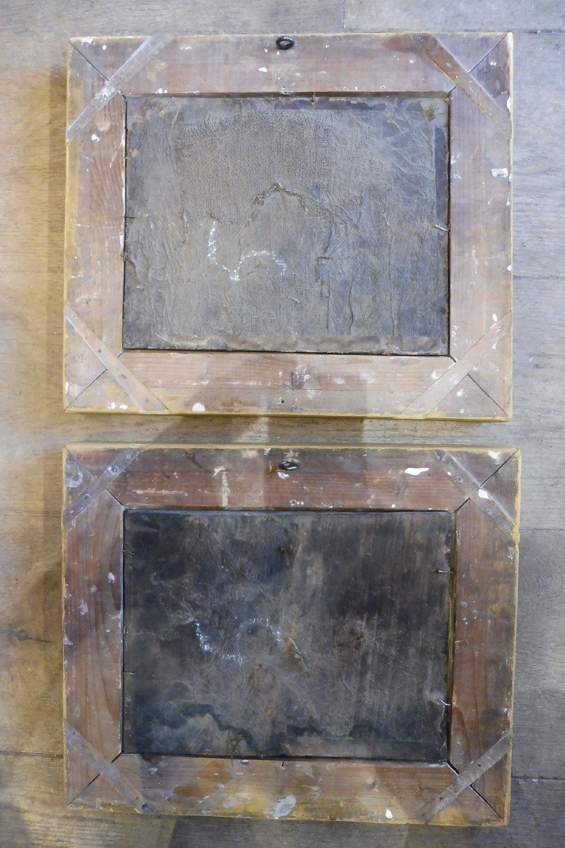 Pair Of Oils On Panels , French  School  , 19 Century -photo-4