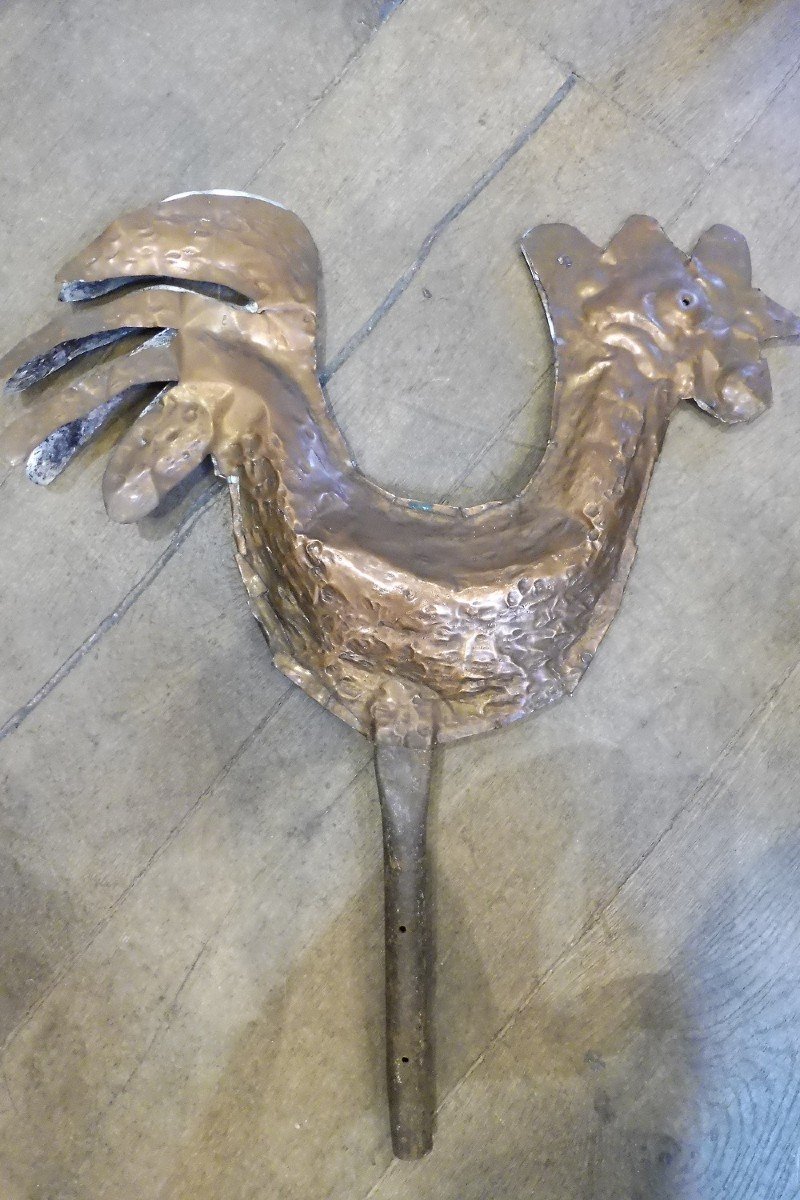 Steeple Rooster In Antique Repoussed Copper  -photo-2