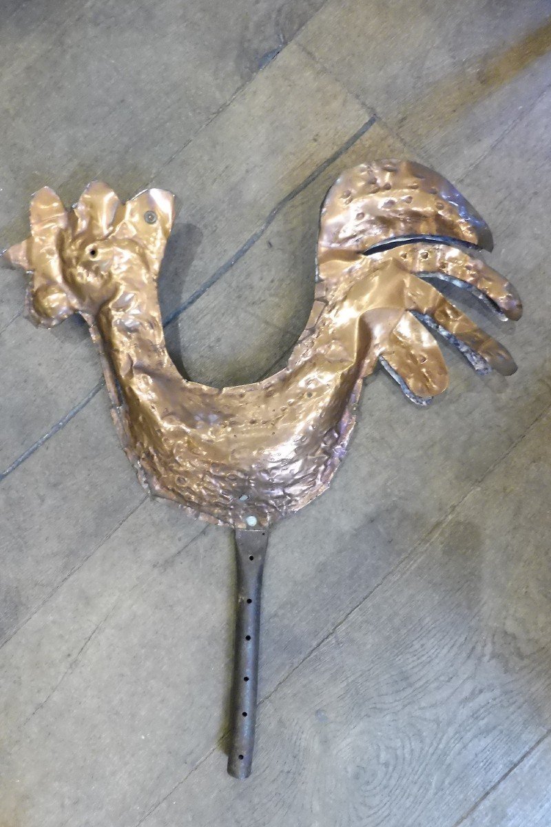 Steeple Rooster In Antique Repoussed Copper  