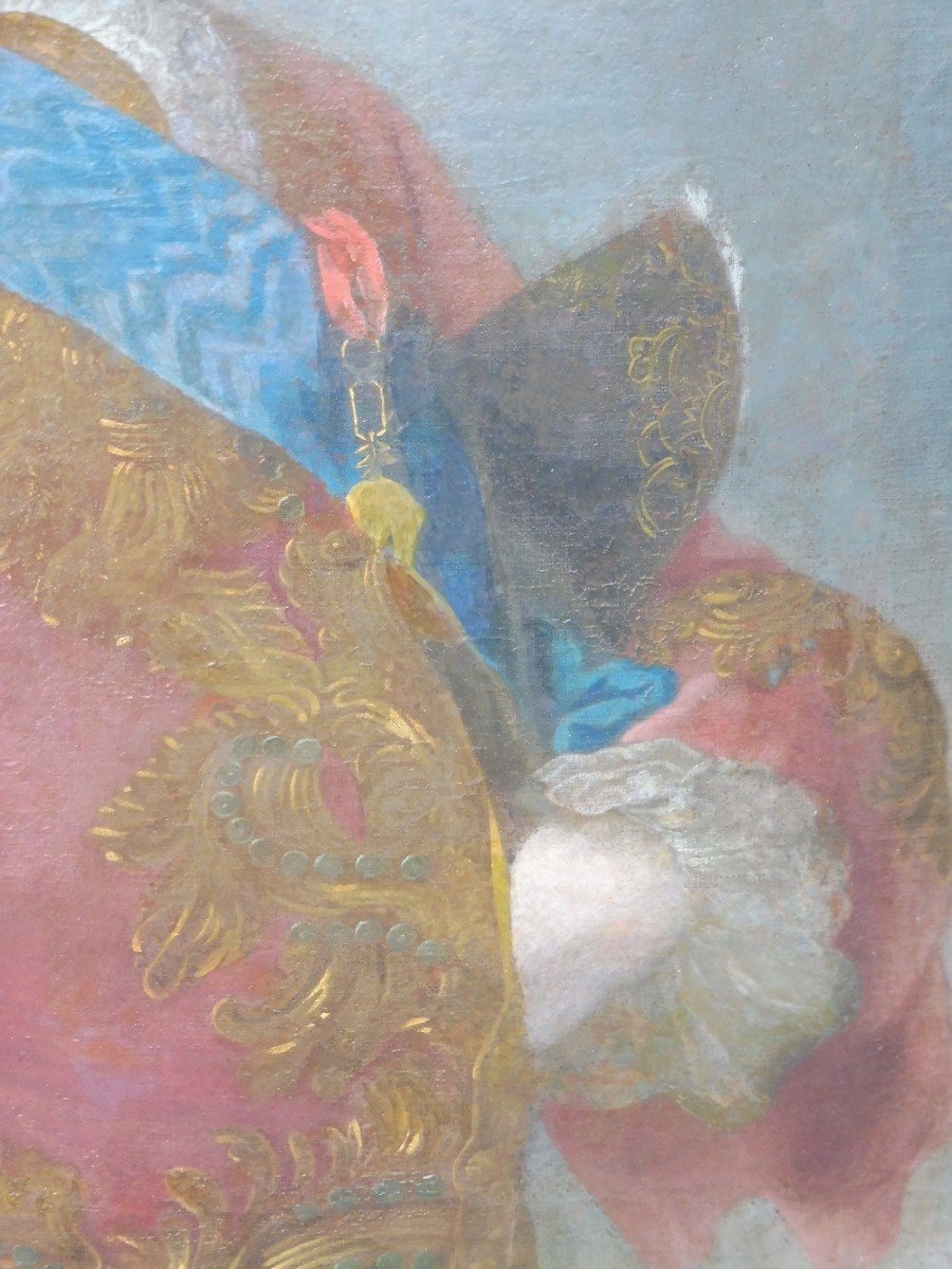 Huile Sur  Toile  De l'école Française  Du 18 Eme  Siècle  , " Portrait  Du Dauphin  " -photo-3