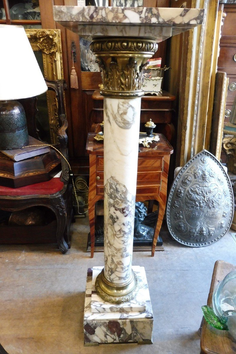 Column In Marble And Golden Brass 19 Century  