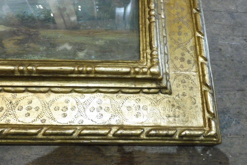 18th Century Gouache In Its Beautiful Louis XVI Gilded Wood Frame -photo-3