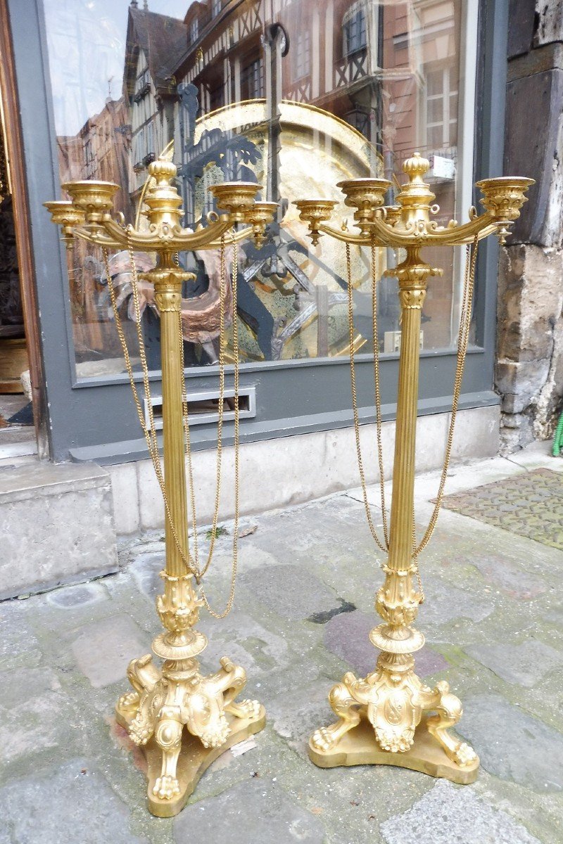 Pair Of Louis Philippe Gilt Bronze Candelabra  