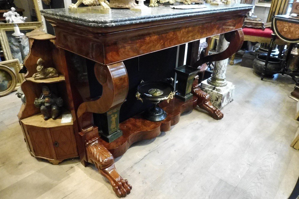 Console  En Acajou  Pieds Jarrets  Louis Philippe  