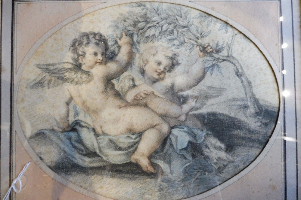 18th Century Color Drawing In Its Louis XVI Frame-photo-2