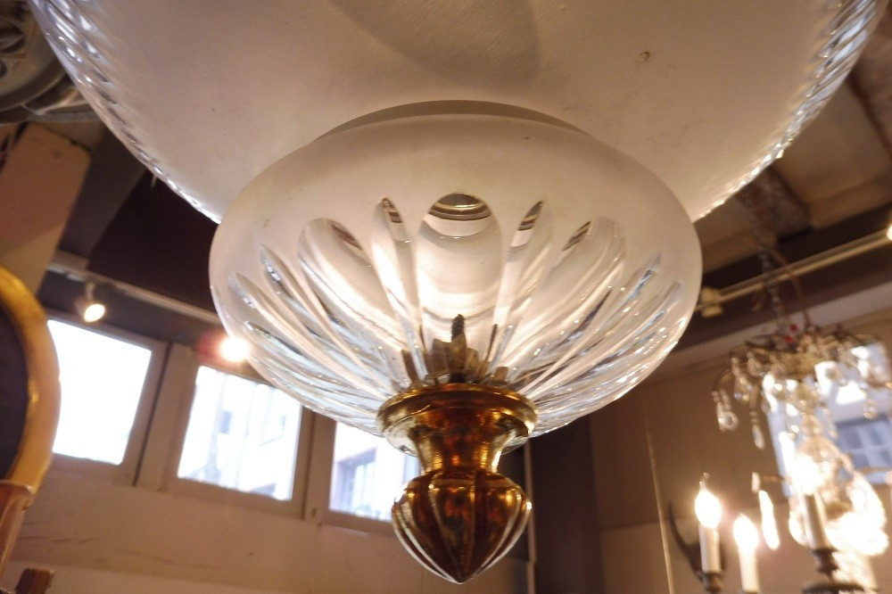 Suspension En Cristal  Taillé  Et Bronze  Doré  Second Empire  -photo-1