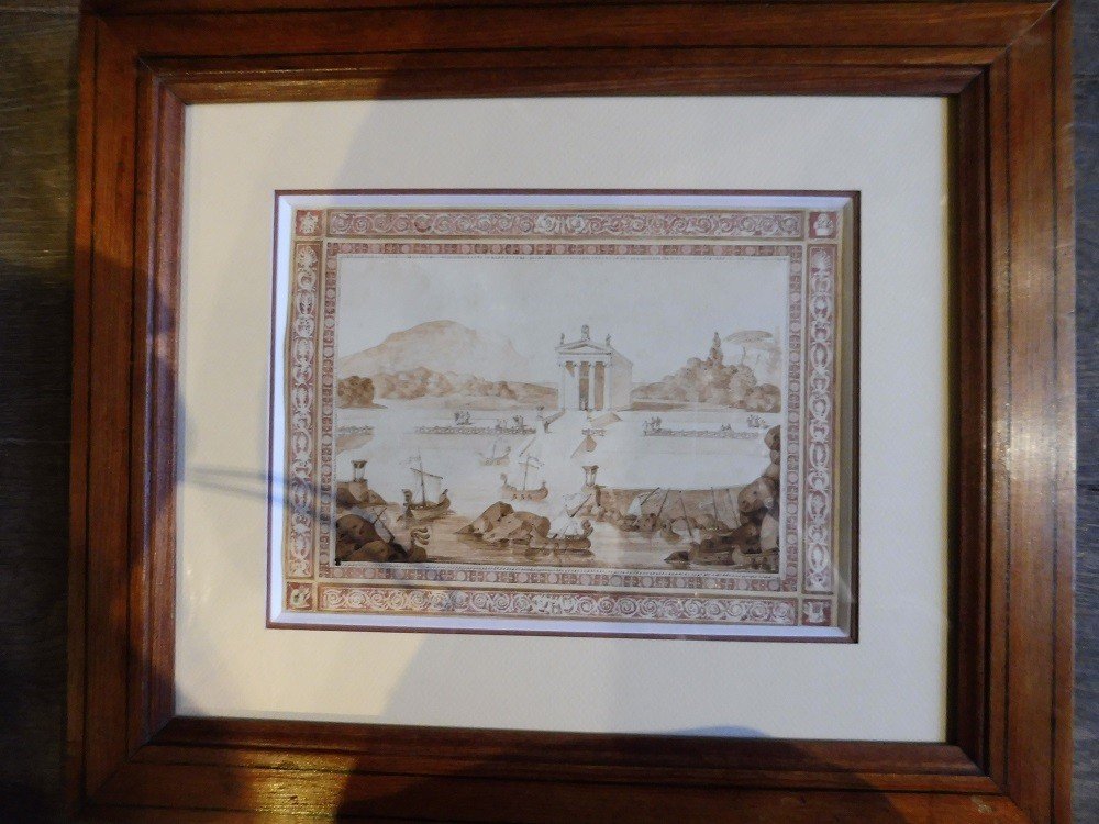 Drawing In Lavis Signed Delannoy Dated 1828