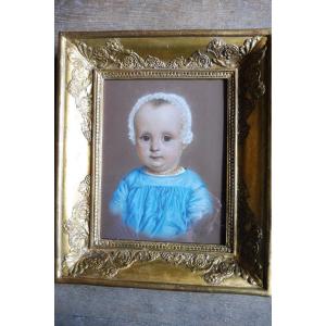 Pastel Drawing Signed And Dated 1845 "potrait Of A Young Child"