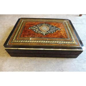 Token Box In Marquetry And Brass Second Empire  